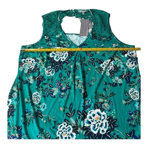 Daniel Rainn Sleeveless Fantine Crochet lace green floral cutout Top NEW Size 2X - Picture 9 of 15